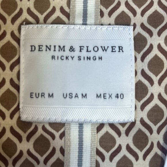 Denim & Flower Textured Crew Neck Tshirt Mens Medium Beige New - Picture 7 of 13